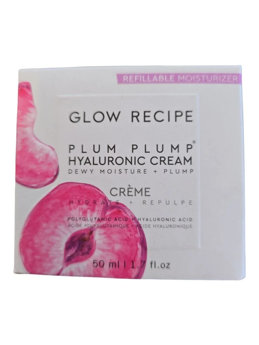 Glow Recipe NIB Plum Plump Refillable Hyaluronic Acid Moisturizer  1.7oz